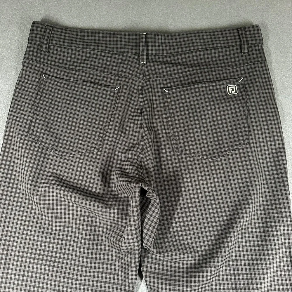 FootJoy Athletic Fit‎ Pants Mens 35x30 Gray Check Golf Stretch Casual Khakis